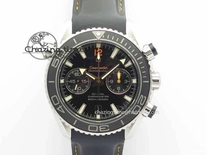 0131 Planet Ocean Master Chrono 45mm SS OM 1:1 Best Edition Black Dial Orange 12 On Rubber Strap A Durable 8169